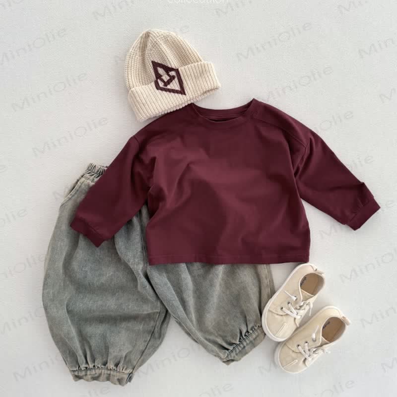 Maglietta casual tinta unita per bambini - image 11