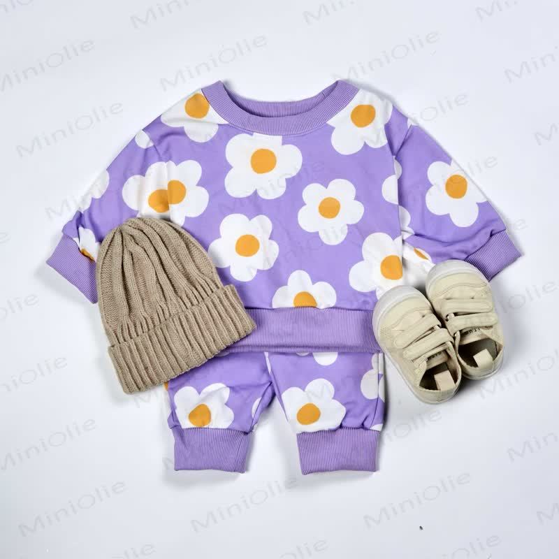 Set 2 pezzi viola con fiori bianchi per bambini - Viola - 2-3T - image 1