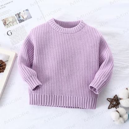 Maglione lavorato a maglia con scollo rotondo, tinta unita, per bambini - Viola - 8 anni - image 2
