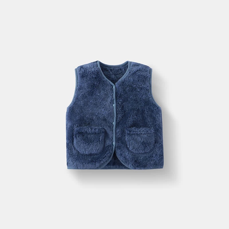Giacca gilet in pile tinta unita per neonati e bambini - Blu - 5-7T - image 13