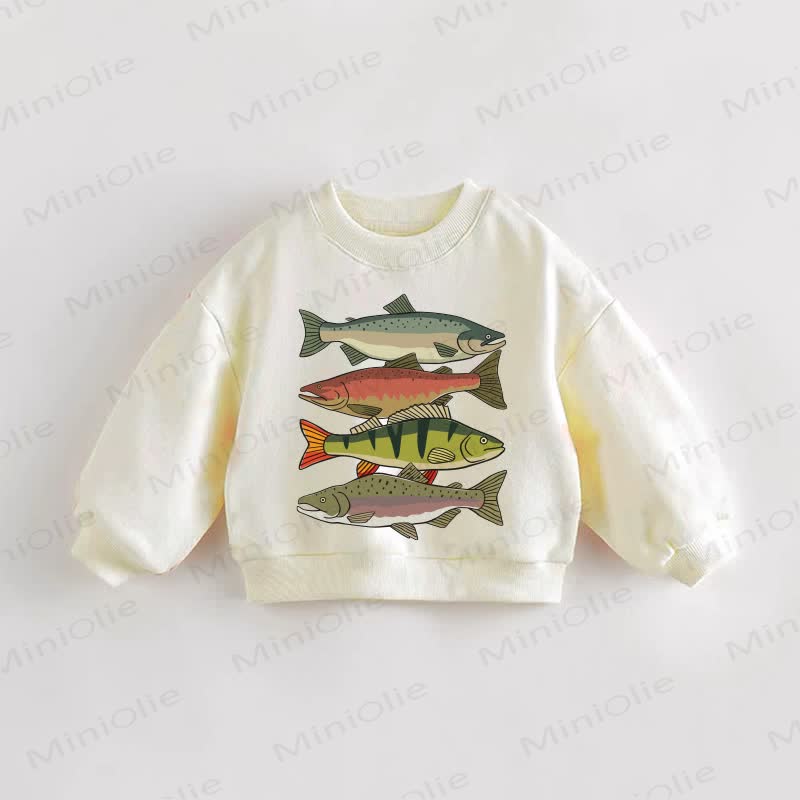 Felpa con motivo a pesce per neonati e bambini - Crema - 3-5T - image 1