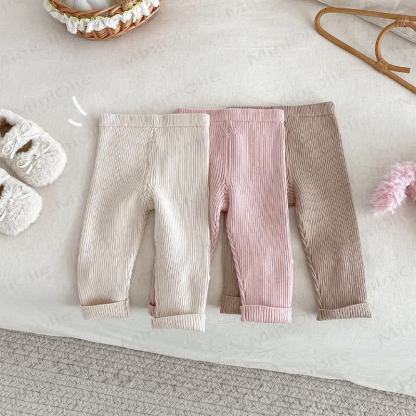 Leggings lavorati a maglia con coniglietto ricamato per bambina - image 2