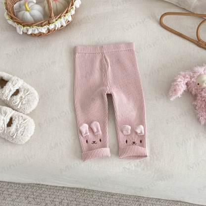 Leggings lavorati a maglia con coniglietto ricamato per bambina - Rosa - 5-7T - image 5