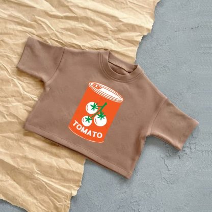 Maglietta estiva casual con pomodori in scatola per bambini - Marrone - 2-3T - image 3