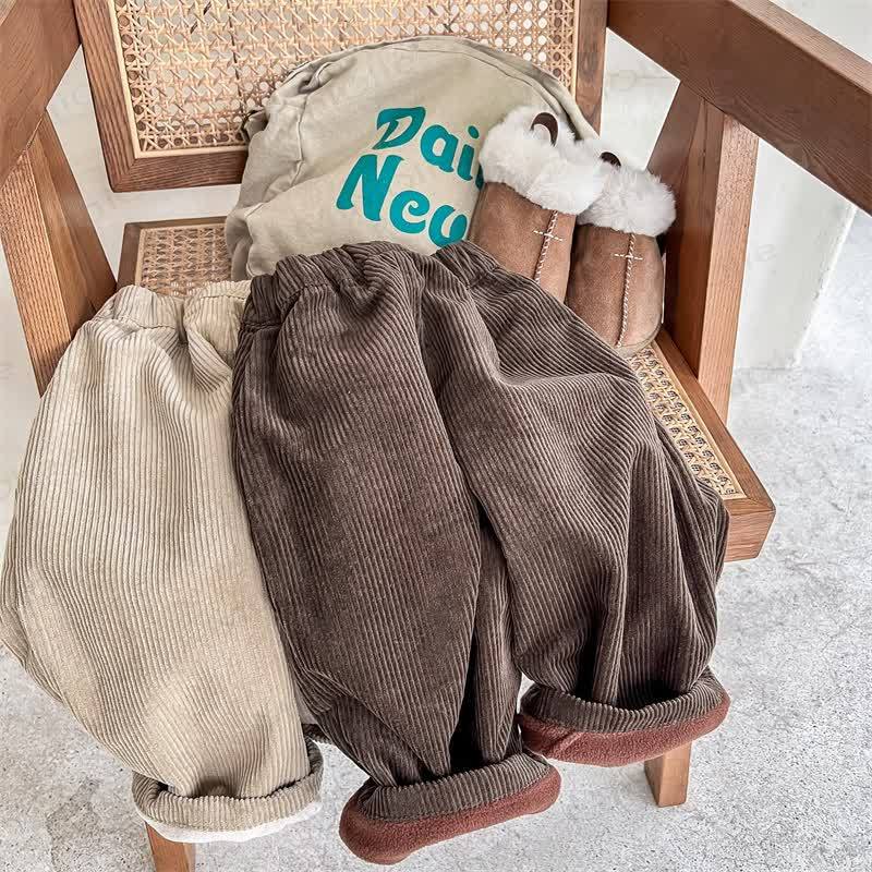 Pantaloni foderati in pile a coste per bambina - image 1