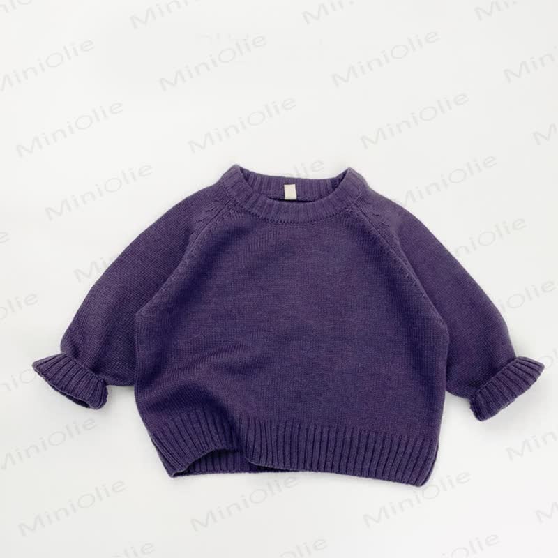 Maglione lavorato a maglia a girocollo tinta unita per bambini - Viola - 8 anni - image 4