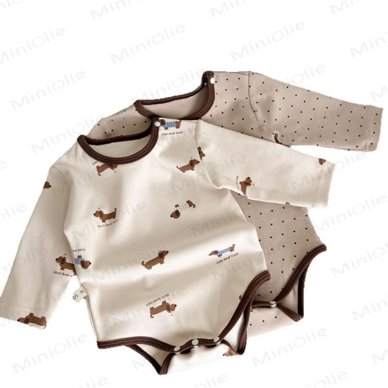 Body e leggings con fiocco a pois marroni per neonato - image 2