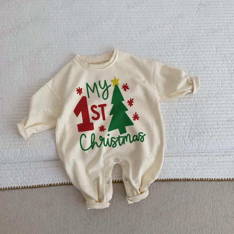 MY 1ST CHRISTMAS Tutina beige per neonato con gatto - Beige - 2-3T - image 1