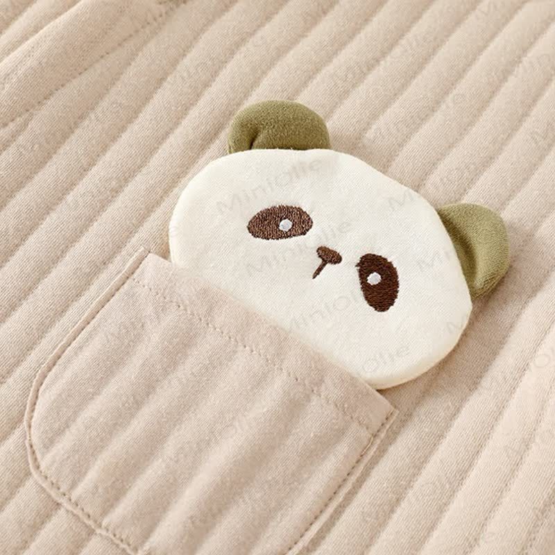 Tutina a righe con animali in tinta unita per neonati - image 5