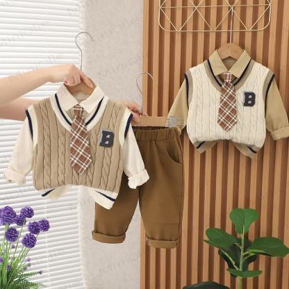 B Baby Toddler Boy Plaid Set 3 pezzi - image 1
