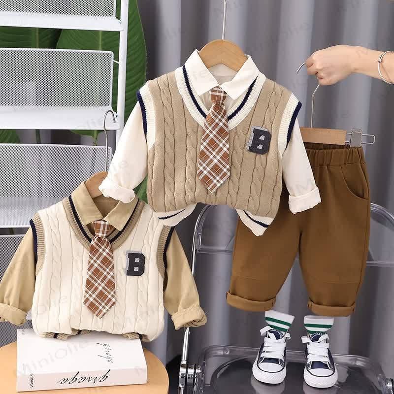 B Baby Toddler Boy Plaid Set 3 pezzi - image 3