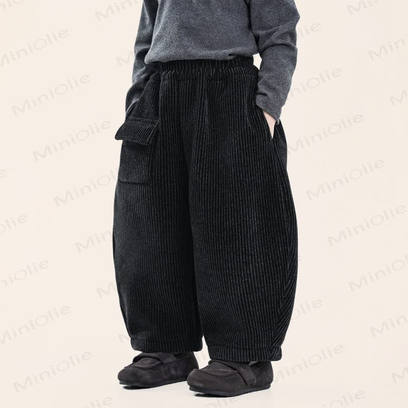 Pantaloni in ciniglia tinta unita per bambini piccoli - image 2
