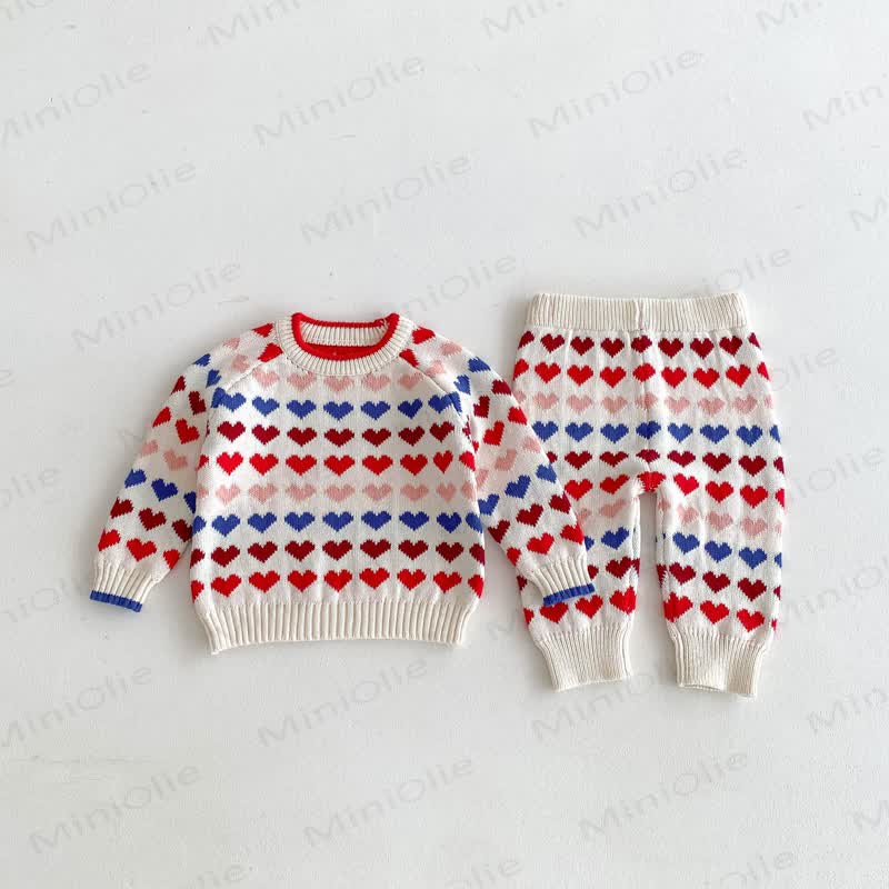Maglione e pantaloni a forma di cuore colorato per neonati e bambini - image 2