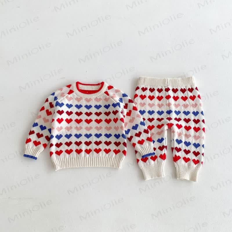 Maglione e pantaloni a forma di cuore colorato per neonati e bambini - image 2