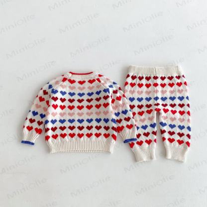 Maglione e pantaloni a forma di cuore colorato per neonati e bambini - image 3