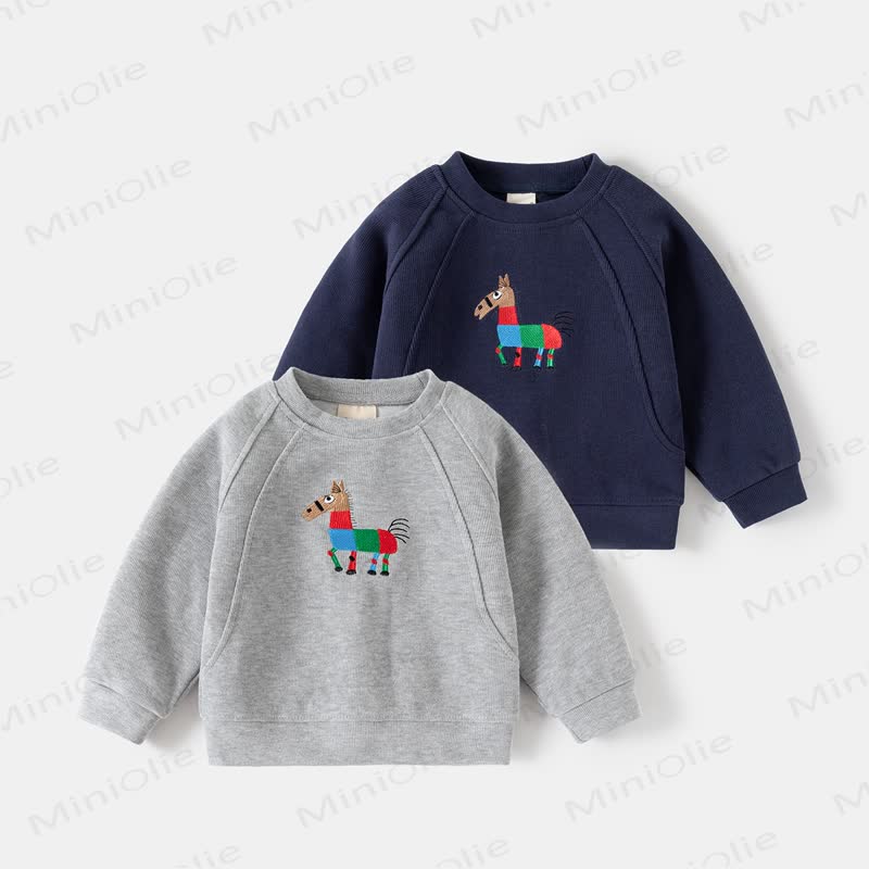 Felpa con ricamo pony per bambini - image 1