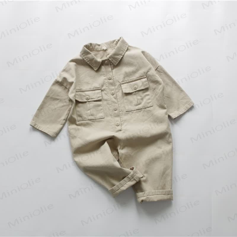 Salopette tinta unita per neonati e bambini - Beige - 8 anni - image 2