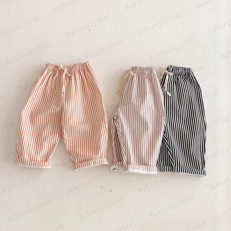 Pantaloni a righe con fiocco per neonati e bambini - image 1