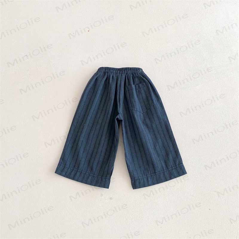 Pantaloni larghi in lino a righe per neonati e bambini - image 4