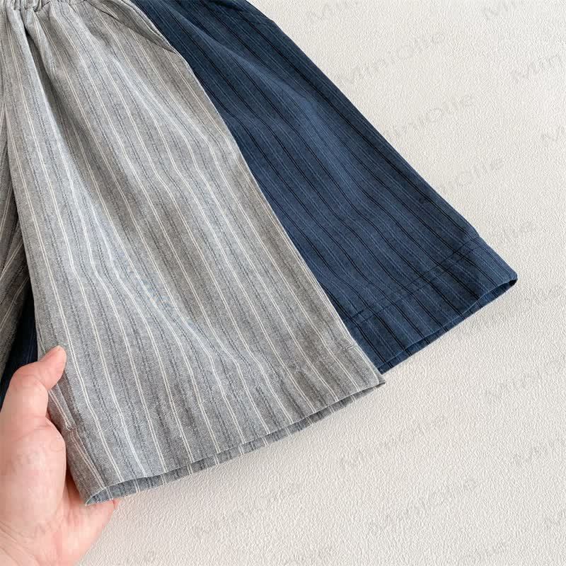 Pantaloni larghi in lino a righe per neonati e bambini - image 9