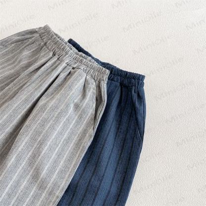 Pantaloni larghi in lino a righe per neonati e bambini - image 8