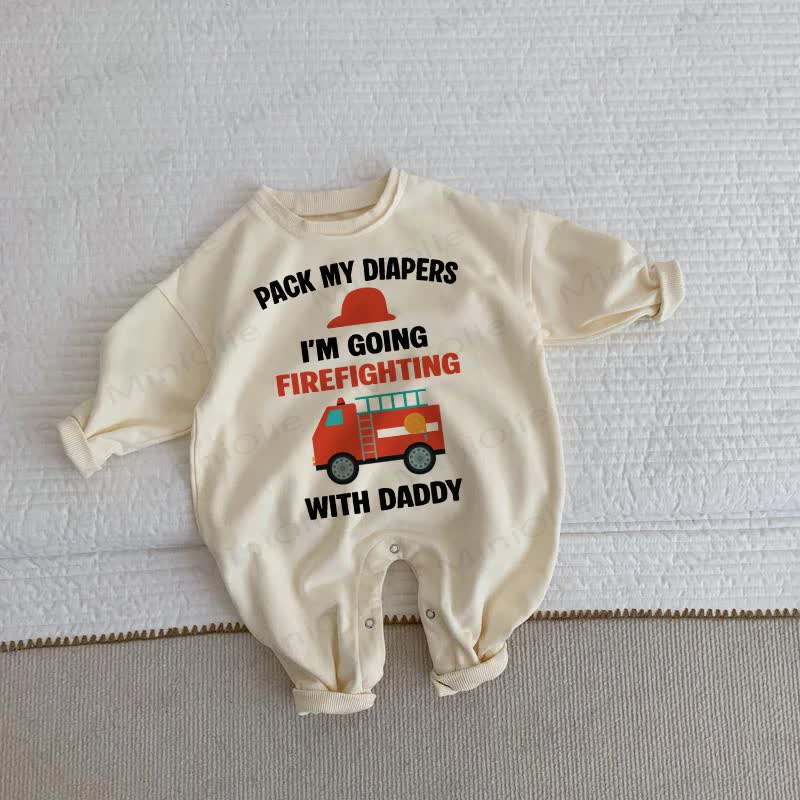 PREPARO I PANNOLINI, VADO A SPEGNERE UN INCENDIO CON PAPÀ Tutina beige per neonati e bambini - Beige - 2-3T - image 1