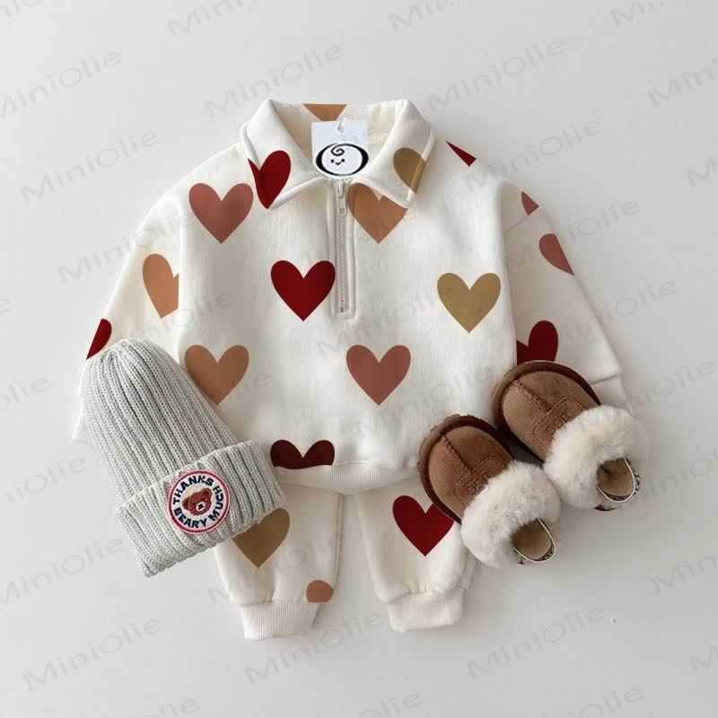 Set da 2 pezzi per neonati e bambini, con risvolto bianco Love - Bianco - 3-5T - image 1