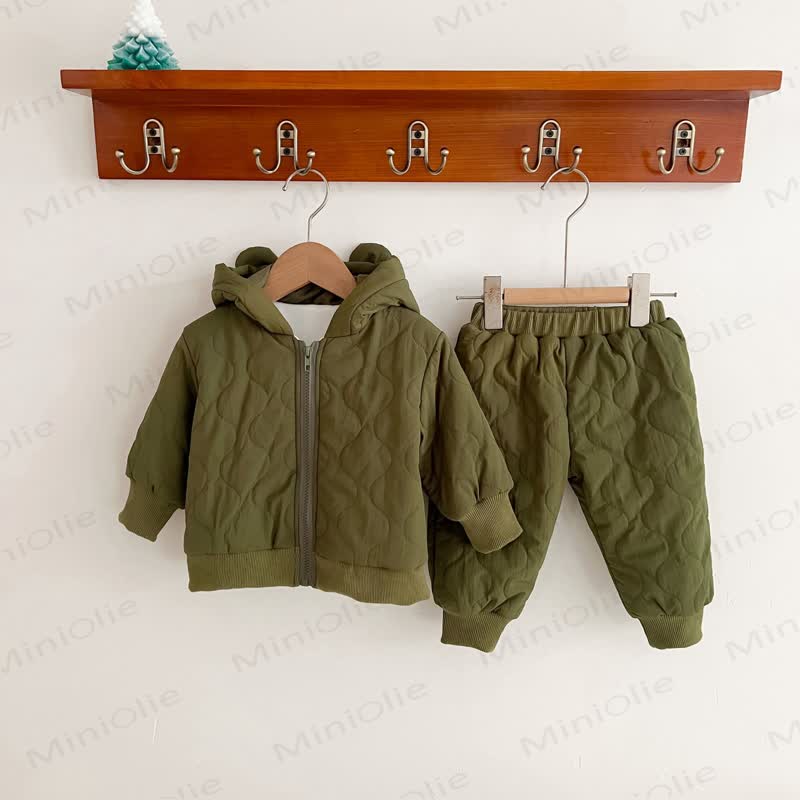 Set 2 pezzi trapuntato in tinta unita per neonati e bambini - Verde - 2-3T - image 3