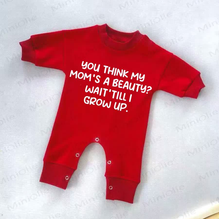 PENSI CHE MIA MAMMA SIA UNA BELLEZZA? ASPETTA CHE CRESCA. Tutina rossa per neonati - Rosso - 2-3T - image 1
