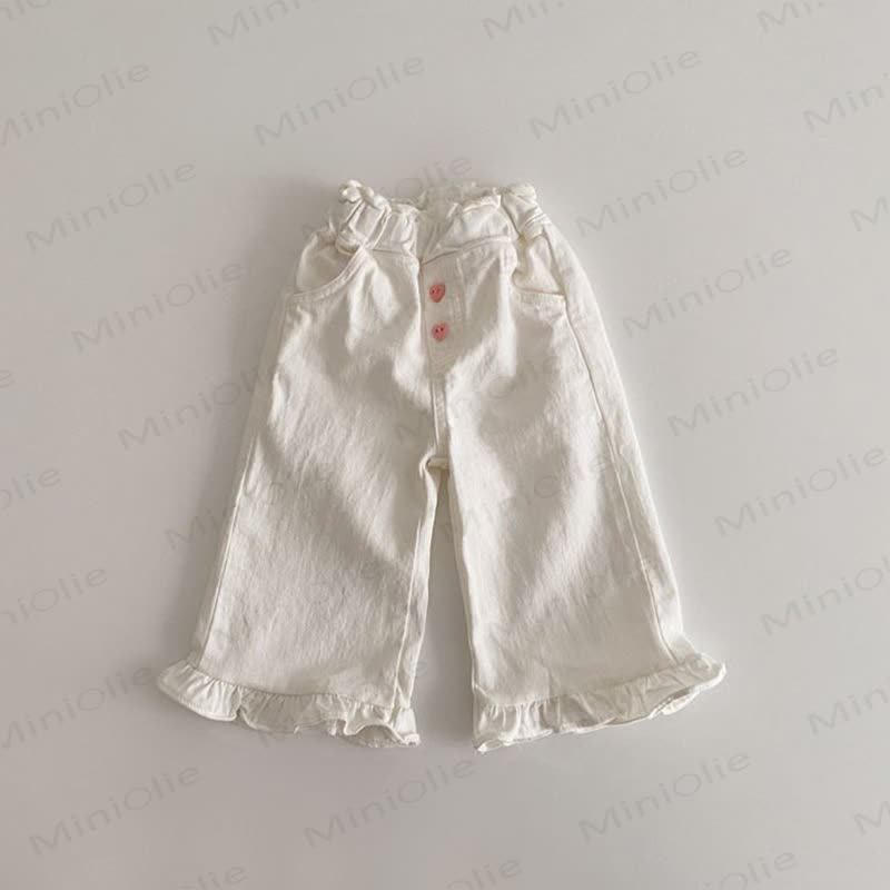 Pantaloni a tinta unita a forma di cuore per bambina - Beige - 8 anni - image 2