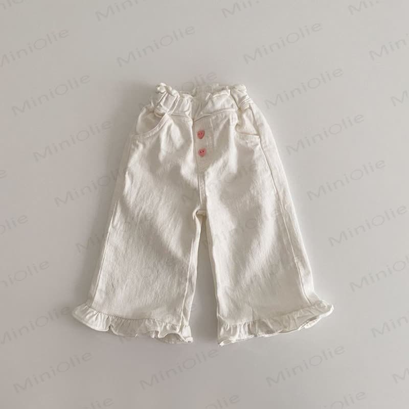 Pantaloni a tinta unita a forma di cuore per bambina - Beige - 8 anni - image 2