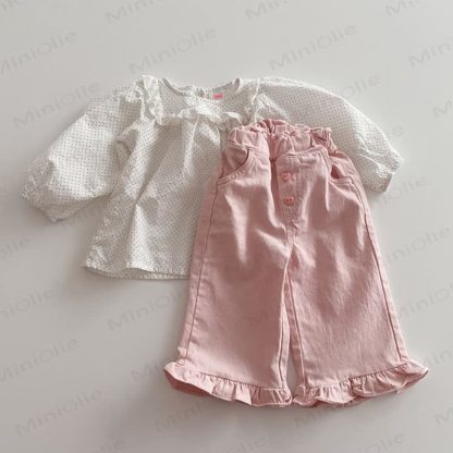 Pantaloni a tinta unita a forma di cuore per bambina - image 5