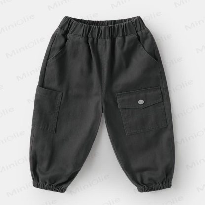 Pantaloni da lavoro con tasca applicata, tinta unita, per bambini piccoli - Grigio scuro - 7-10T - image 3