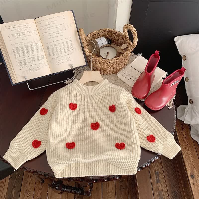 Maglione lavorato a maglia a forma di cuore per bambine - Beige - 10 anni - image 2