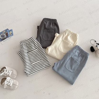 Pantaloni a righe/tinta unita per neonati e bambini - image 2
