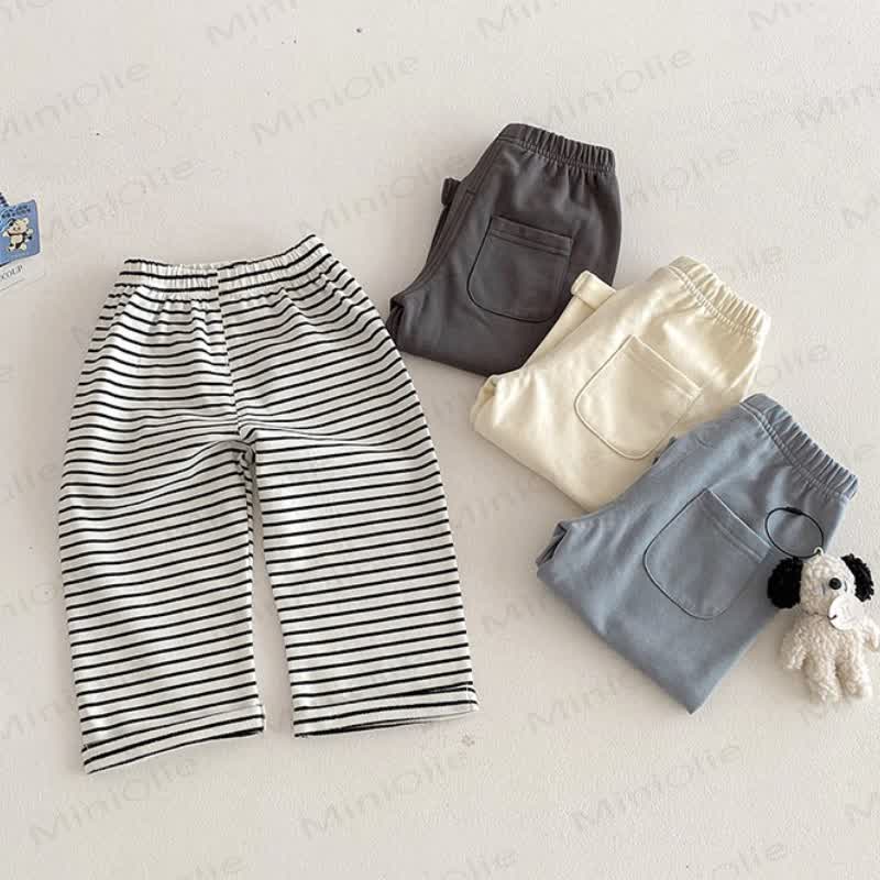 Pantaloni a righe/tinta unita per neonati e bambini - image 1