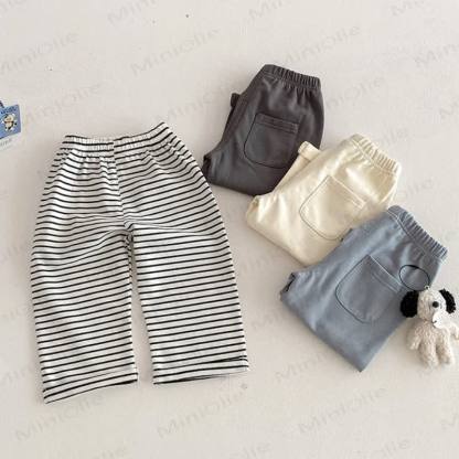 Pantaloni a righe/tinta unita per neonati e bambini - image 1