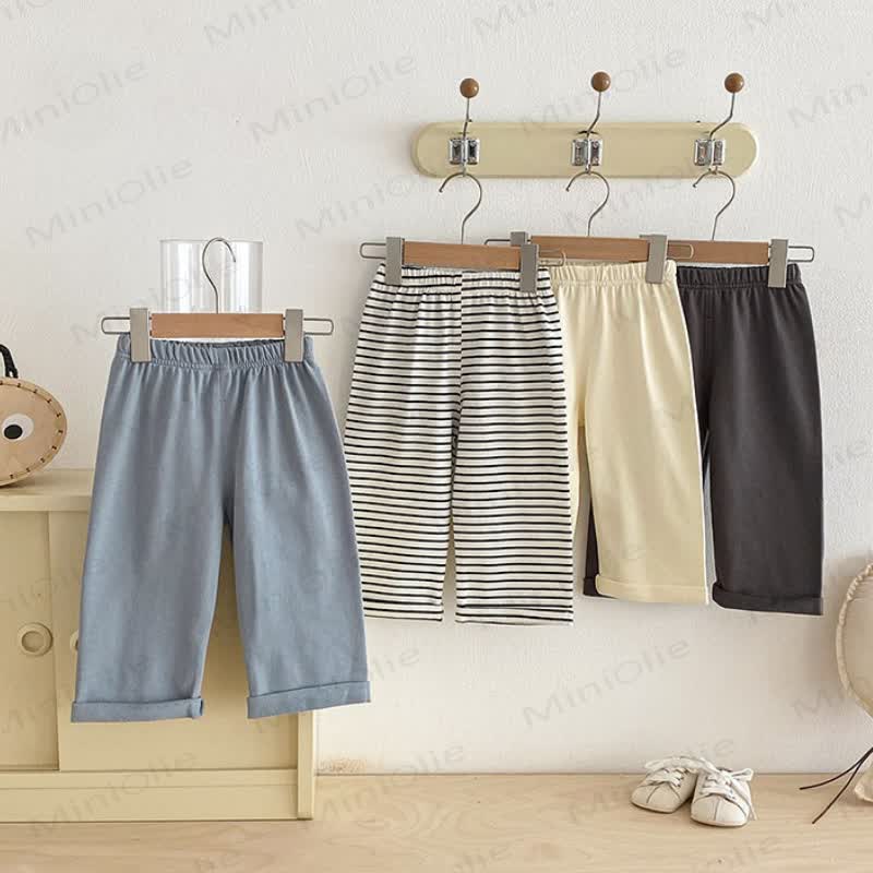 Pantaloni a righe/tinta unita per neonati e bambini - image 3