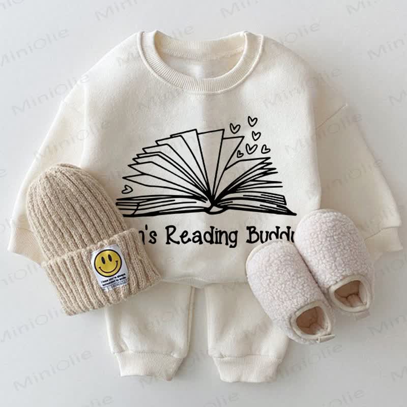 MOM'S READING BUDDY Felpa bianca per neonati, set da 2 pezzi - Bianco - 2-3T - image 1