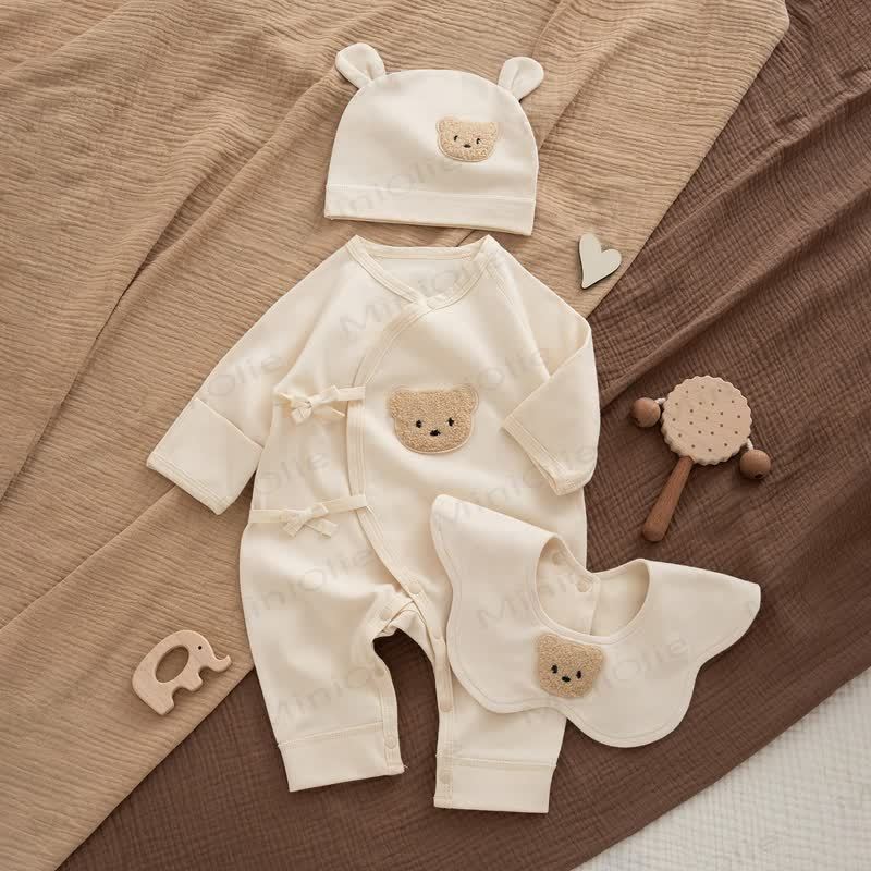 Tutina kimono per neonato Baby Bear - Toppa orso beige - 6-12 mesi - image 1
