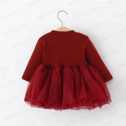 Vestito in rete con fiocco e perline per bambina - image 2