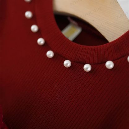 Vestito in rete con fiocco e perline per bambina - image 5