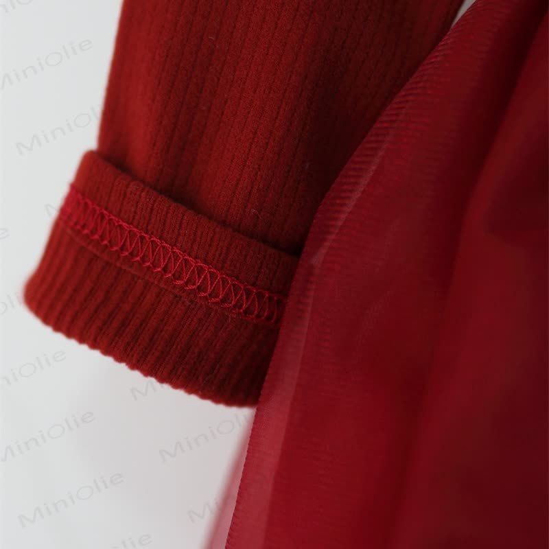 Vestito in rete con fiocco e perline per bambina - image 4