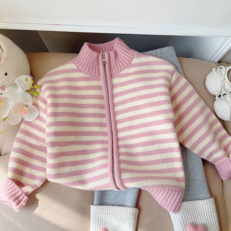 Cardigan a righe in maglia per bambine - Rosa - 10 anni - image 1