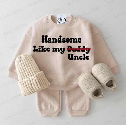 Set 2 pezzi beige con felpa per neonato "BELLO COME MIO ZIO" - Beige - 2-3T - image 1