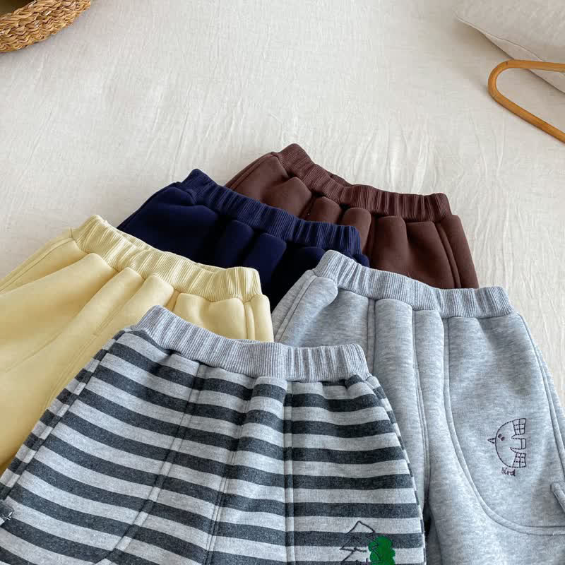 Pantaloni da jogging foderati in pile con motivo animali per neonati e bambini - image 2