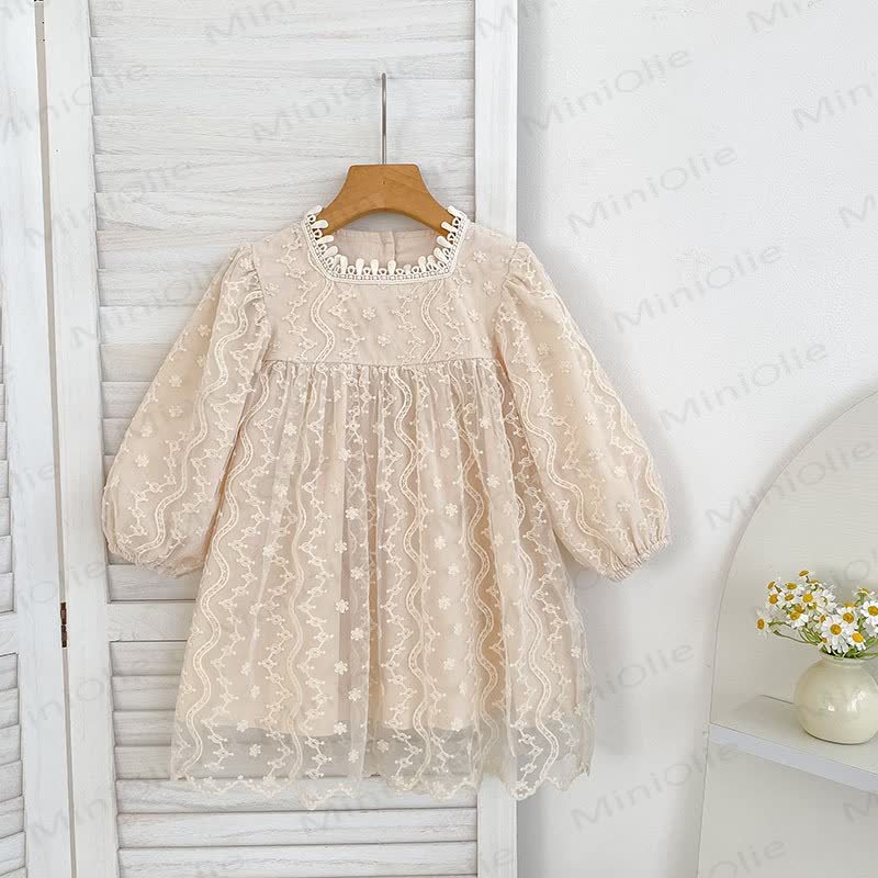 Vestito/body in pizzo a rete per bambina - Abito beige - 8 anni - image 3