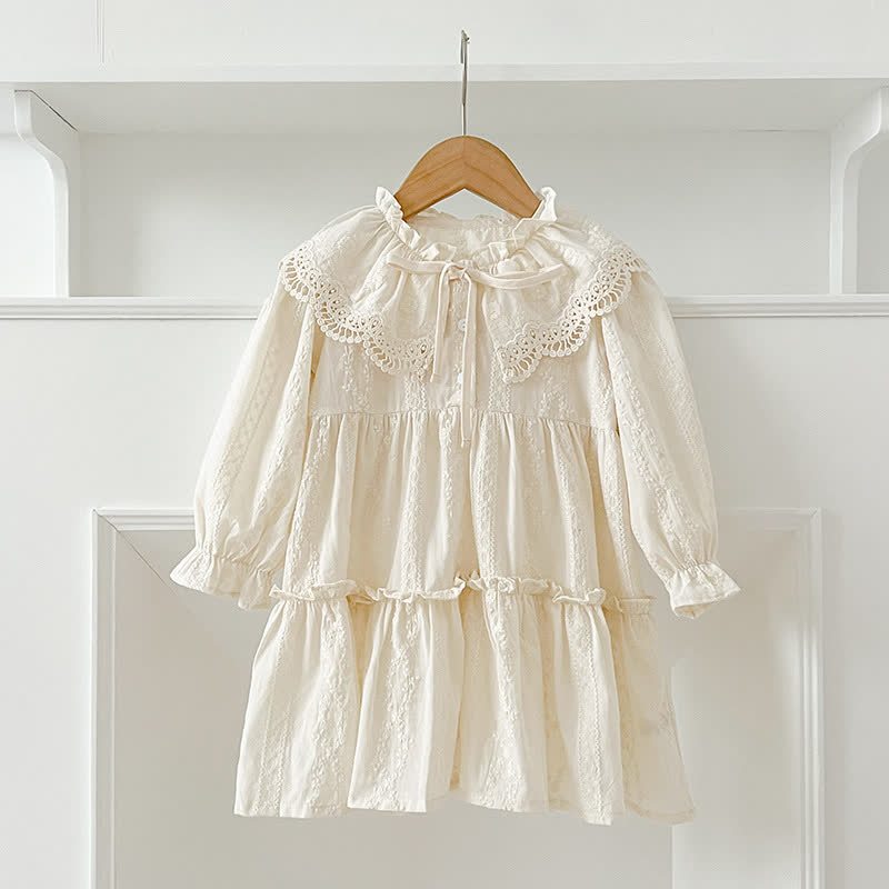 Vestito/body con fiocco in pizzo e revers per bambina - Abito beige - 8 anni - image 7