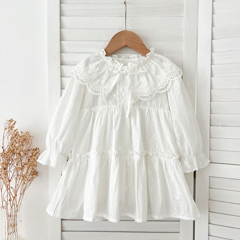 Vestito/body con fiocco in pizzo e revers per bambina - Abito bianco - 8 anni - image 9