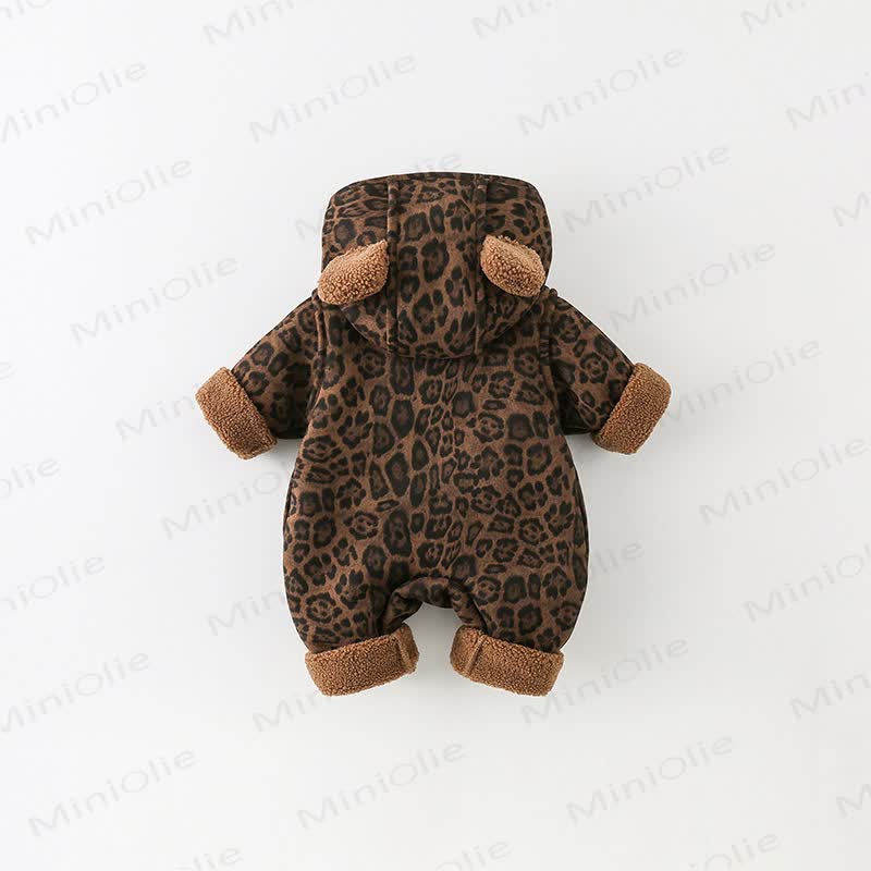 Tutina con cappuccio e stampa leopardata per neonati - image 3